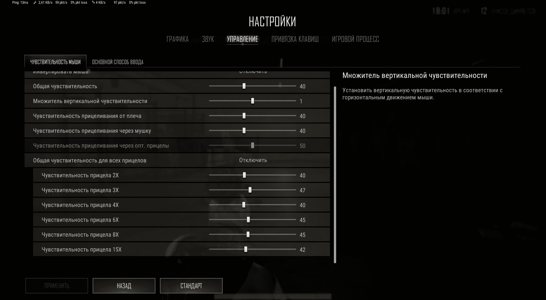Чувствительность мыши